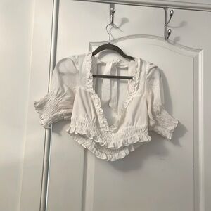 PRINCESS POLLY WHITE TIE BOW BACK CROP TOP SIZE 10